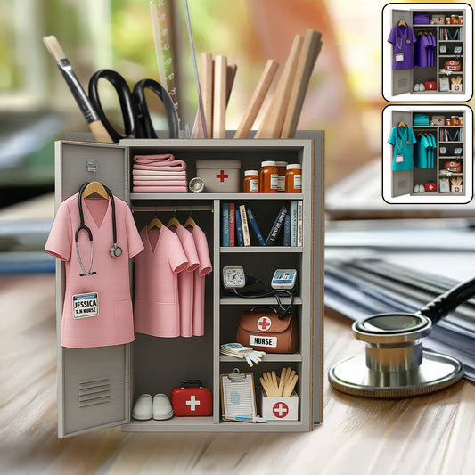 Nurse Personal Locker - Personalized Nurse Wooden Pen Holder