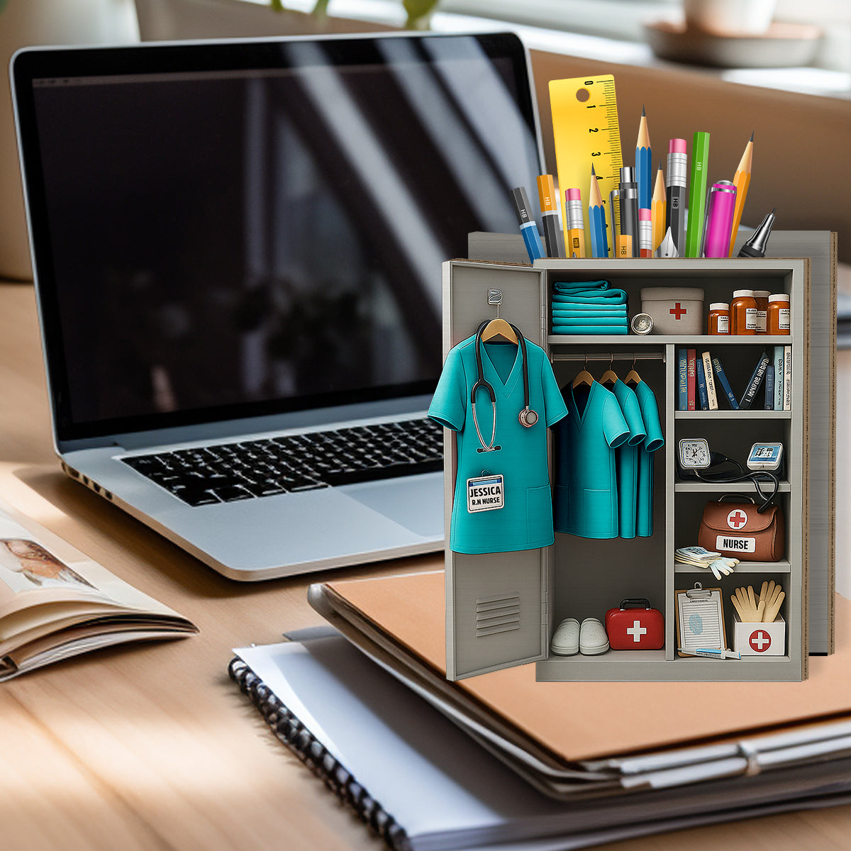 Nurse Personal Locker - Personalized Nurse Wooden Pen Holder