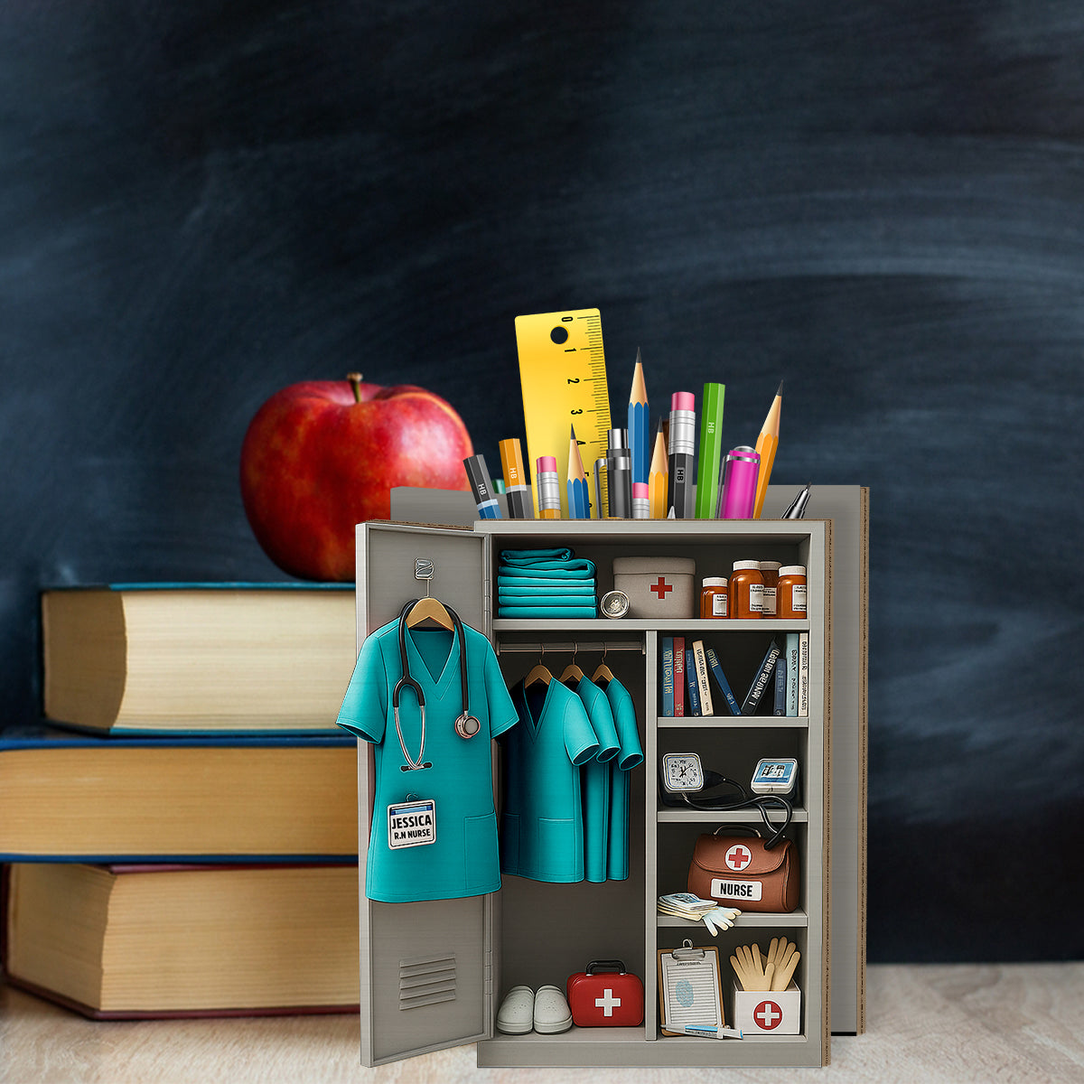 Nurse Personal Locker - Personalized Nurse Wooden Pen Holder