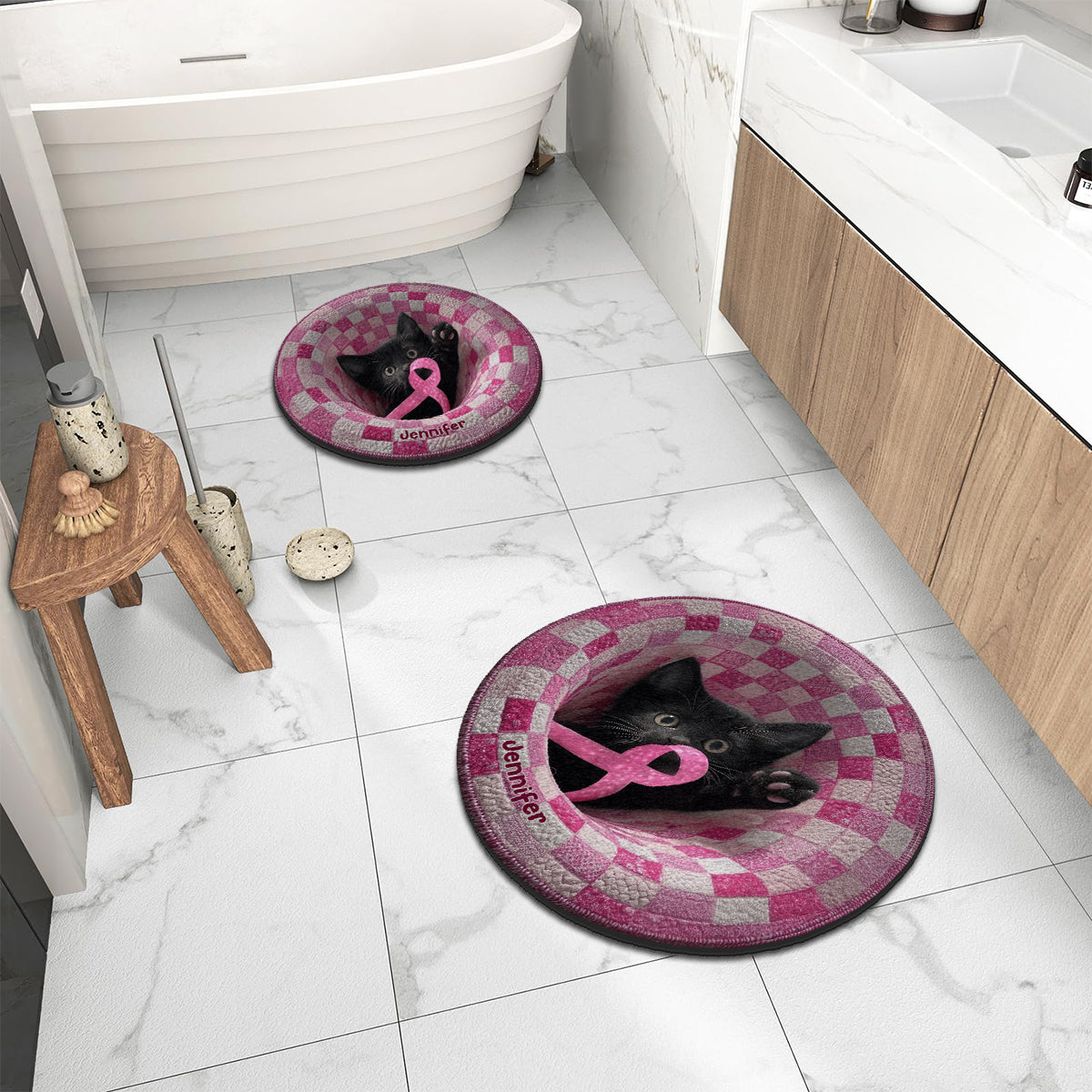 The Warrior - Personalized Breast Cancer Awareness Non-Slip Tufted Rug