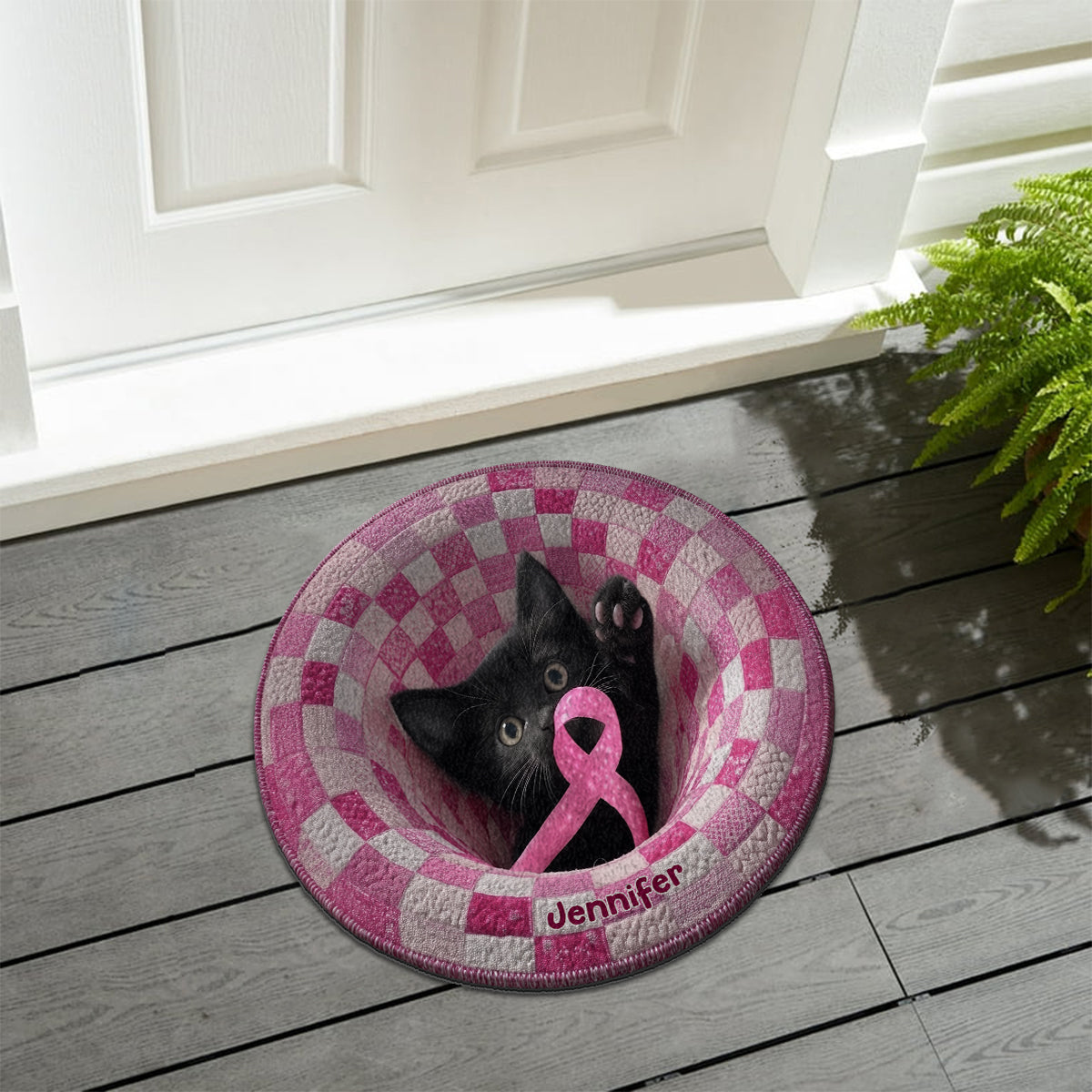 The Warrior - Personalized Breast Cancer Awareness Non-Slip Tufted Rug