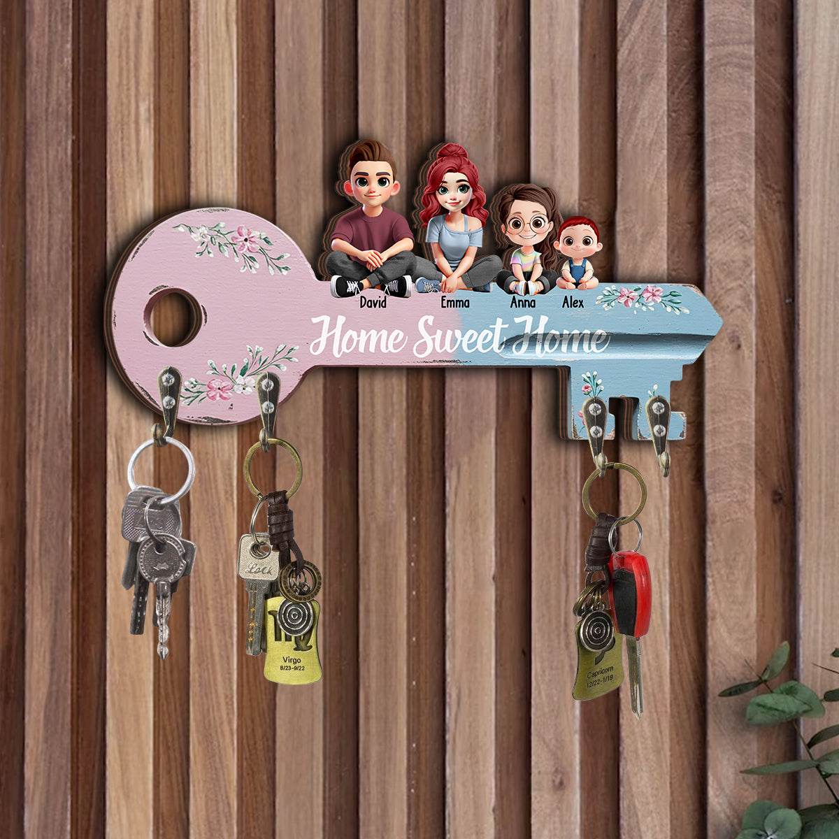 Home Sweet Home - Personalized Family Custom Shaped Key Rack