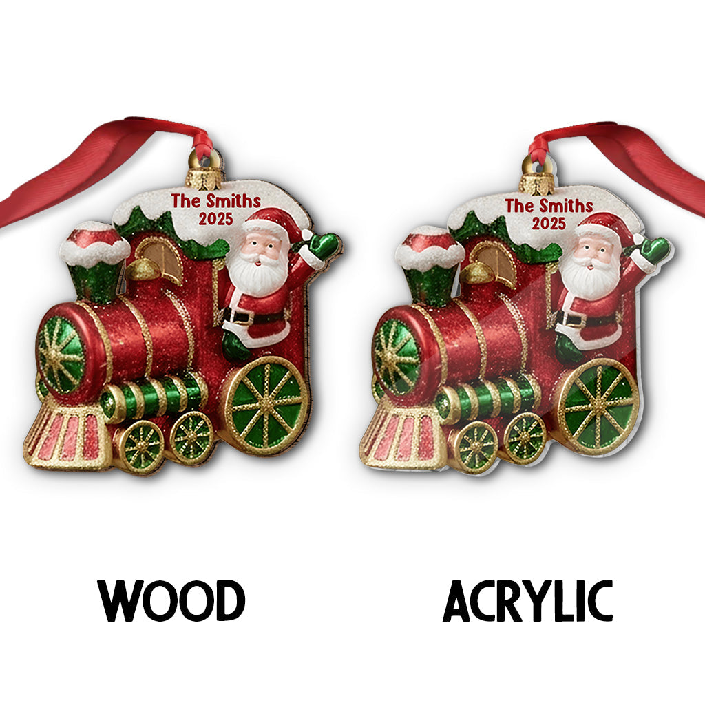 Merry Christmas 2025, Christmas Train - Personalized Family Ornament
