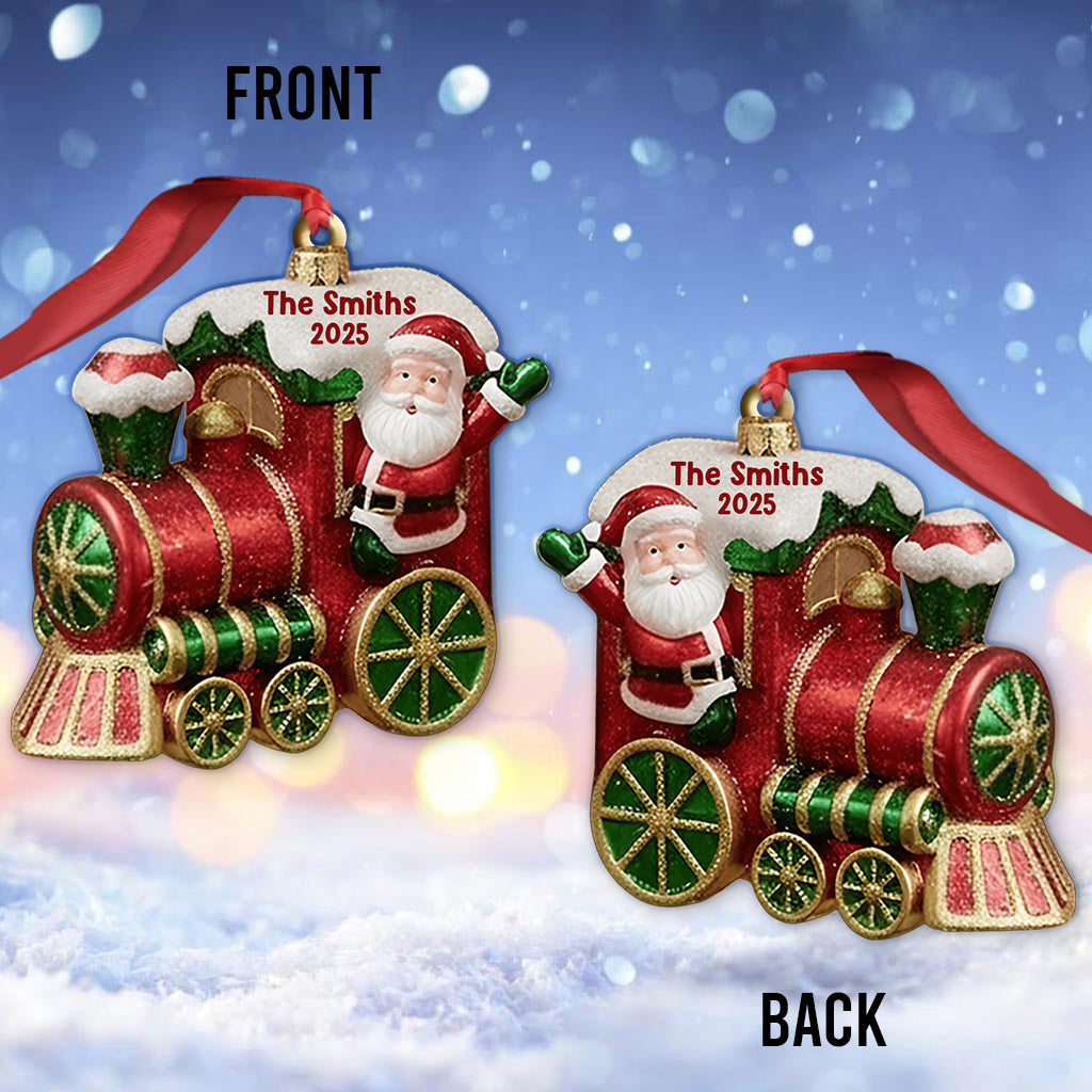 Merry Christmas 2025, Christmas Train - Personalized Family Ornament