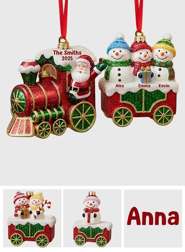 Merry Christmas 2025, Christmas Train - Personalized Family Ornament