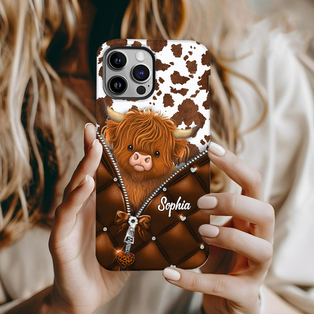 Cute Highland Cow - Personalized Highland Cow Full Print Phone Case
