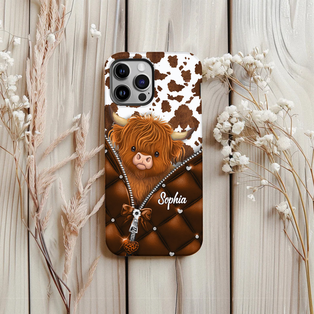 Cute Highland Cow - Personalized Highland Cow Full Print Phone Case