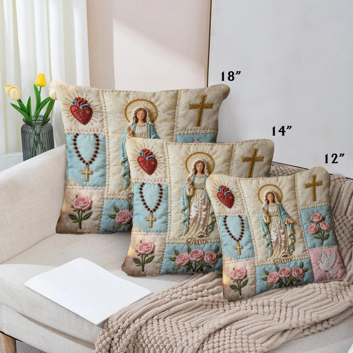 Our Lady - Personalized Christian Faux Fur Square Pillow
