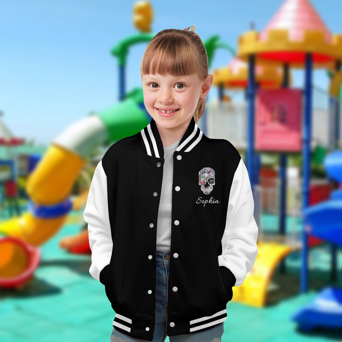 Shiny Skull - Personalized Skull Varsity Jacket