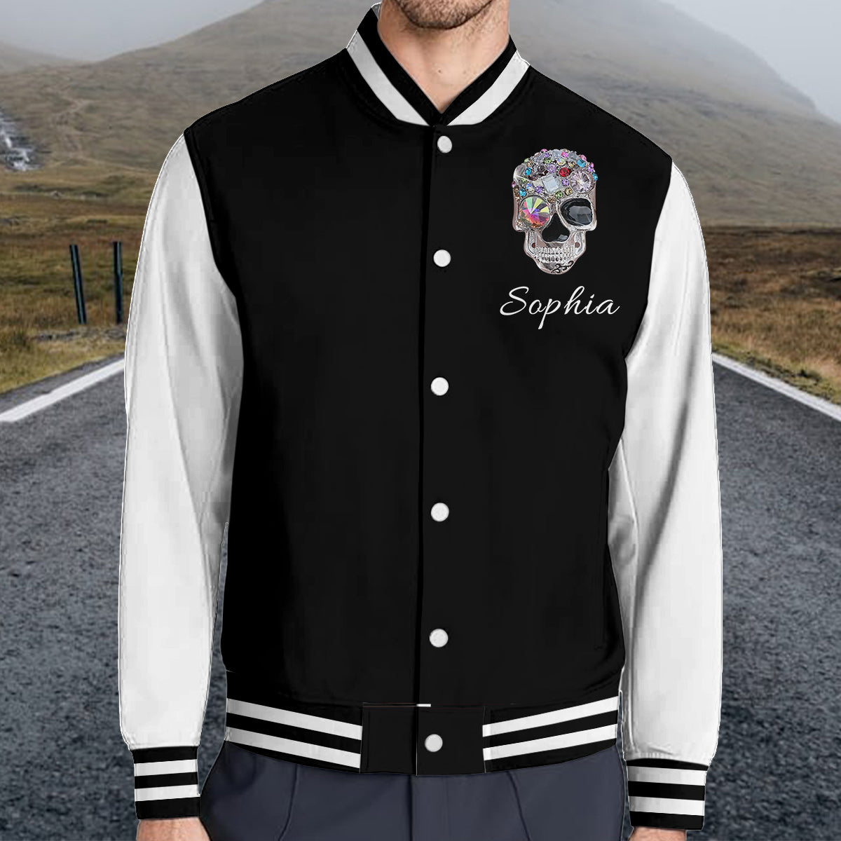 Shiny Skull - Personalized Skull Varsity Jacket