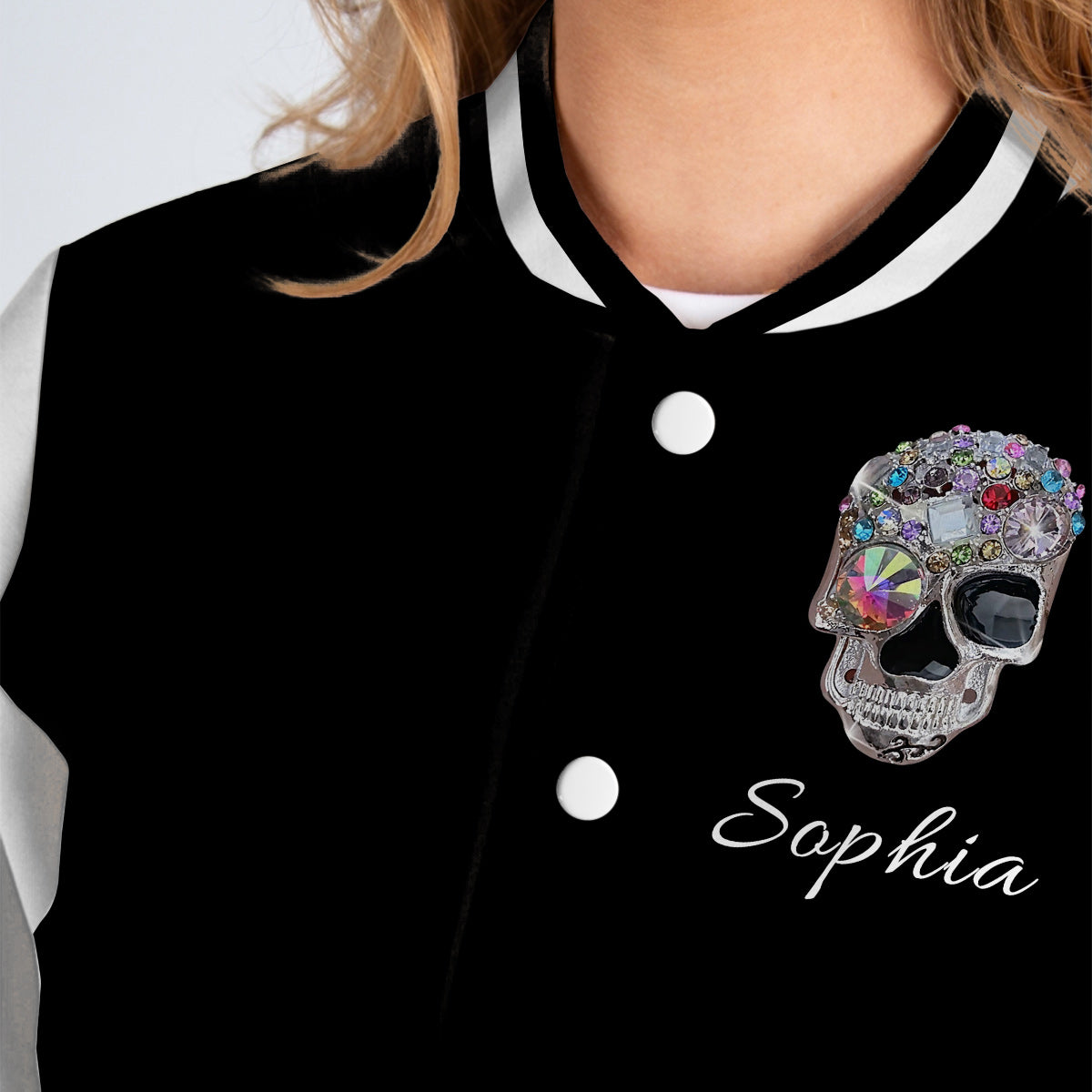 Shiny Skull - Personalized Skull Varsity Jacket