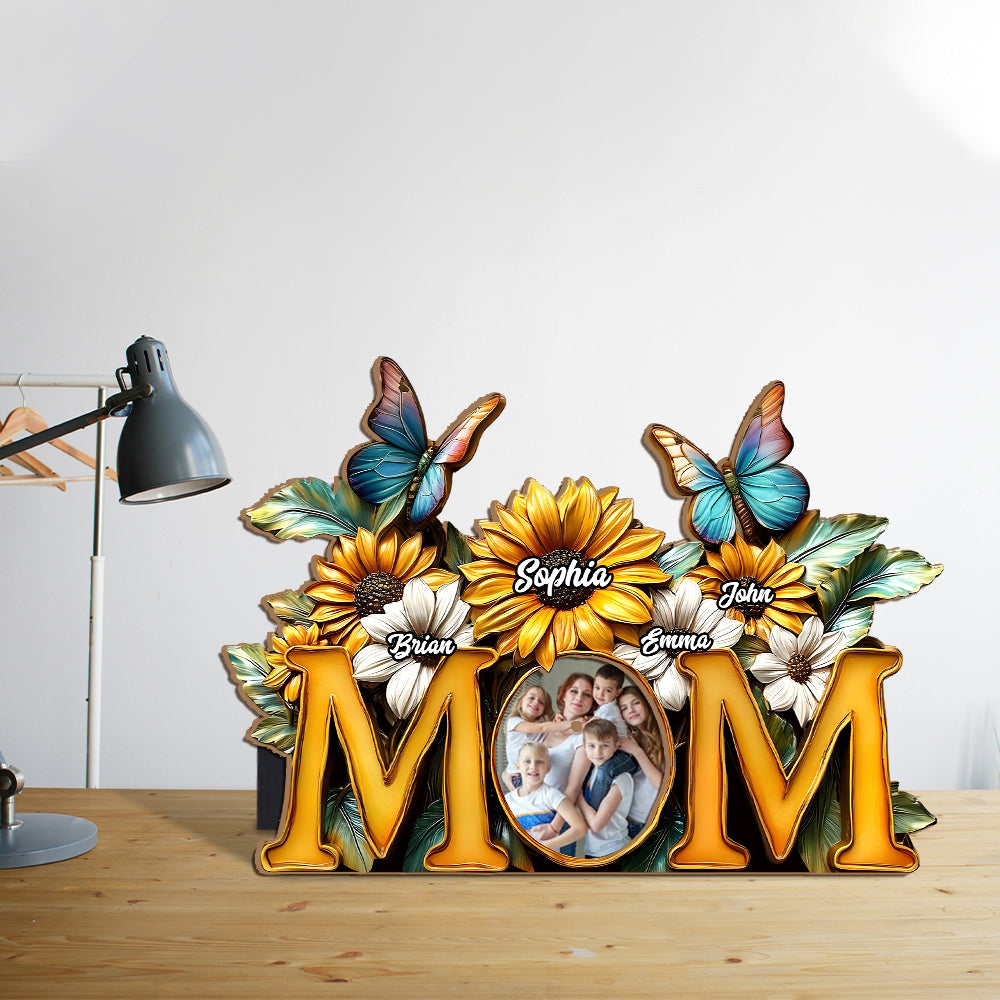 Sunflower Mom - Personalized Mother Cut Shape Photo Frame