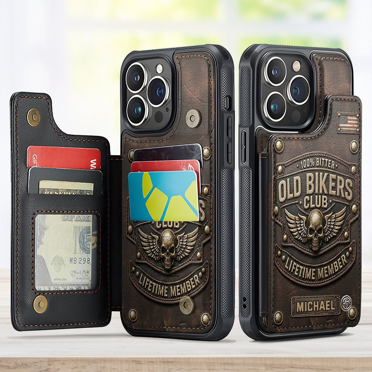 Old Bikers Club - Personalized Biker Fully Printed Wallet Phone Case
