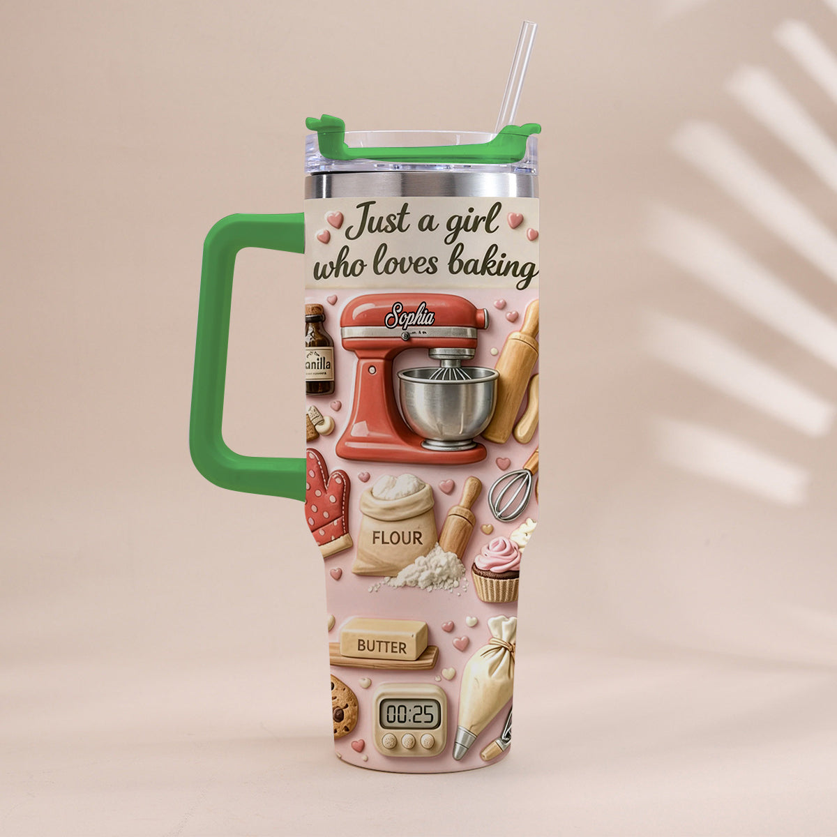 Just A Girl Who Loves Baking - Personalized Baking Tumbler With Handle