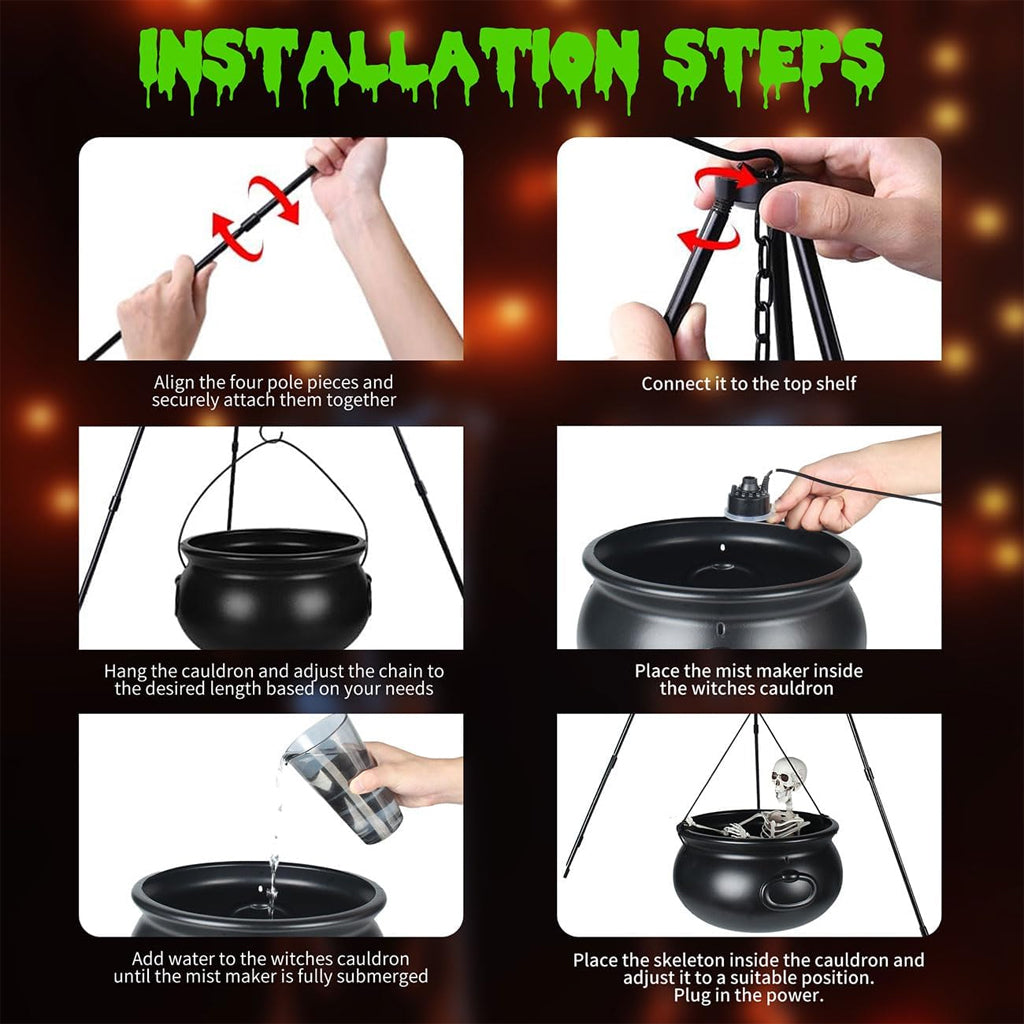 Skull Caudron Tripod with Fog Maker