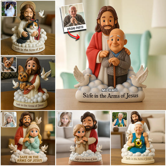 Safe In The Arms Of Jesus - Personalized Memorial Custom Shaped Acrylic Plaque