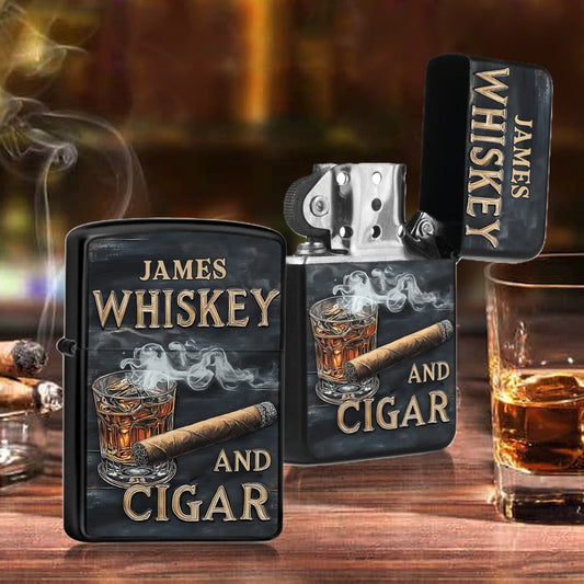 Whiskey And Cigar - Personalized Whisky Lighter