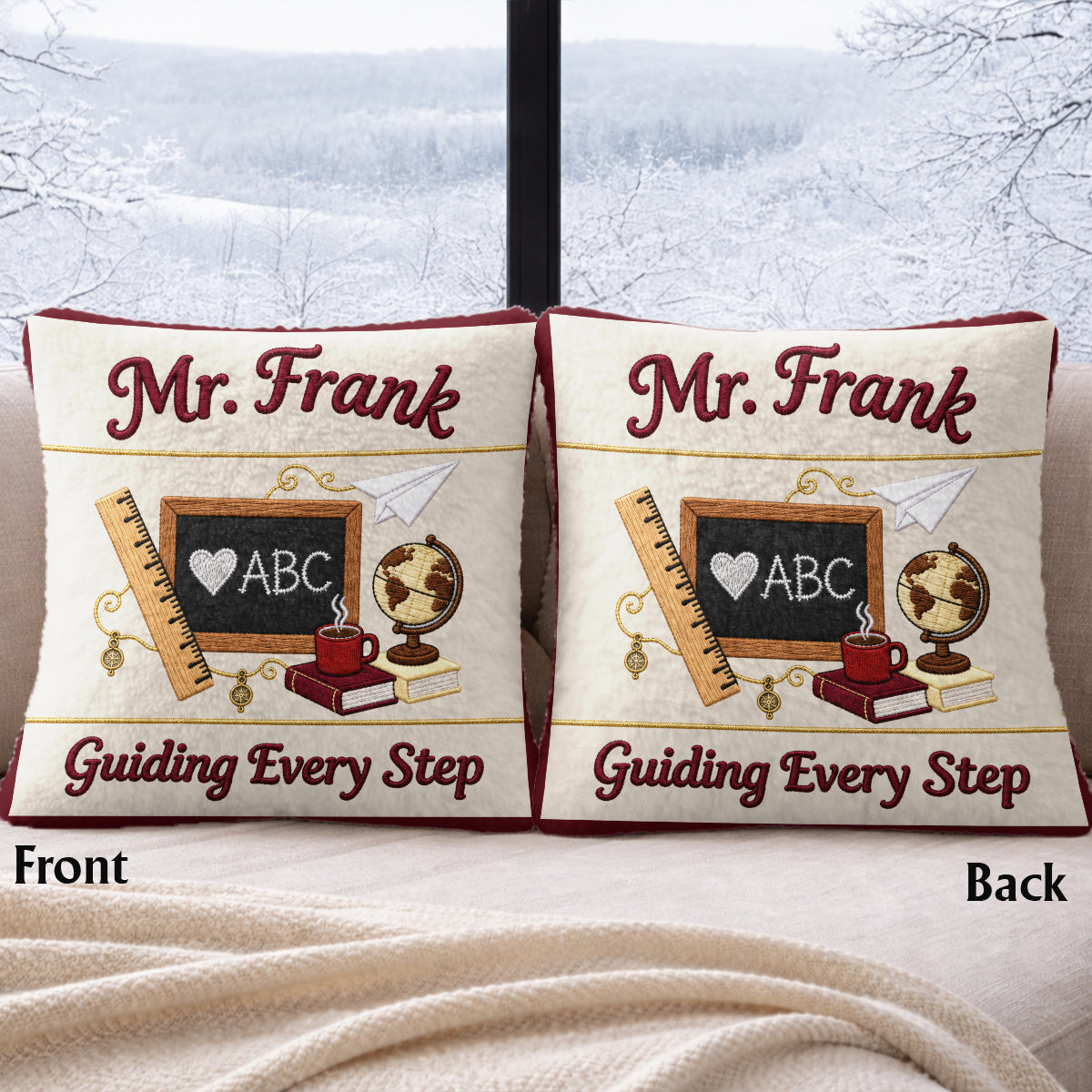 Vintage Teacher - Personalized Teacher Faux Fur Square Pillow