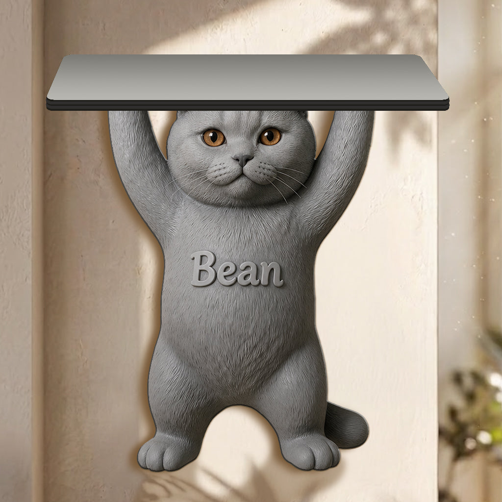 Pet Lifted Home Accent - Personalized Cat Wooden Floating Shelf