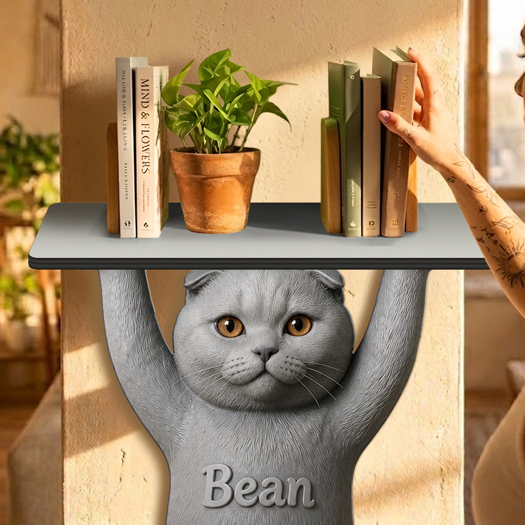 Pet Lifted Home Accent - Personalized Cat Wooden Floating Shelf