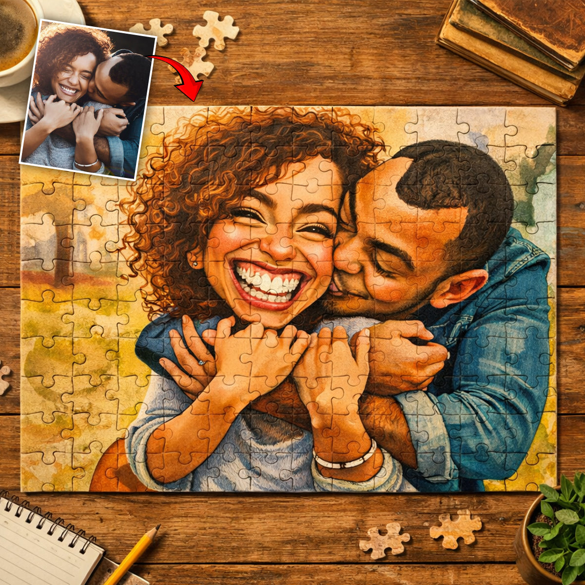 Couple Caricature Style - Personalized Couple Jigsaw Puzzle