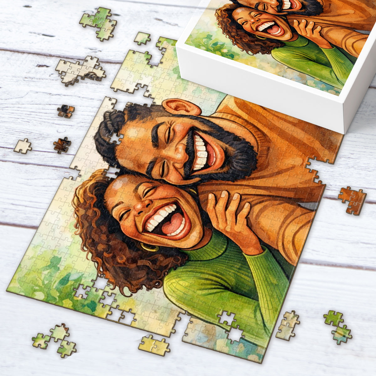 Couple Caricature Style - Personalized Couple Jigsaw Puzzle
