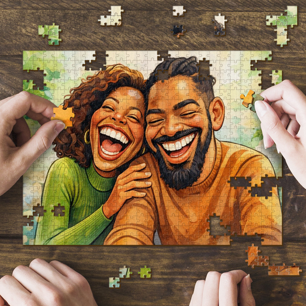 Couple Caricature Style - Personalized Couple Jigsaw Puzzle