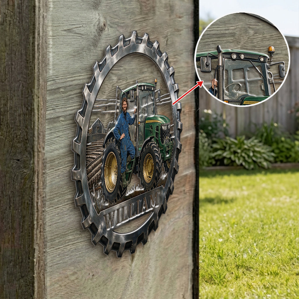 Farmer Tractor - Personalized Farmer 3D Printed Cut Metal Sign