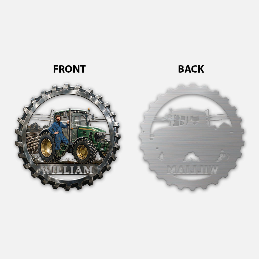 Farmer Tractor - Personalized Farmer 3D Printed Cut Metal Sign