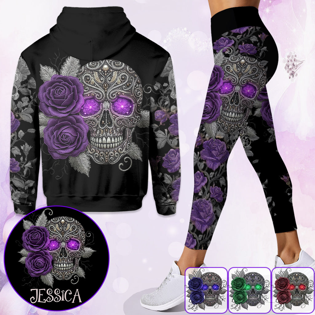 Skull And Roses - Personalized Skull Hoodie and Leggings