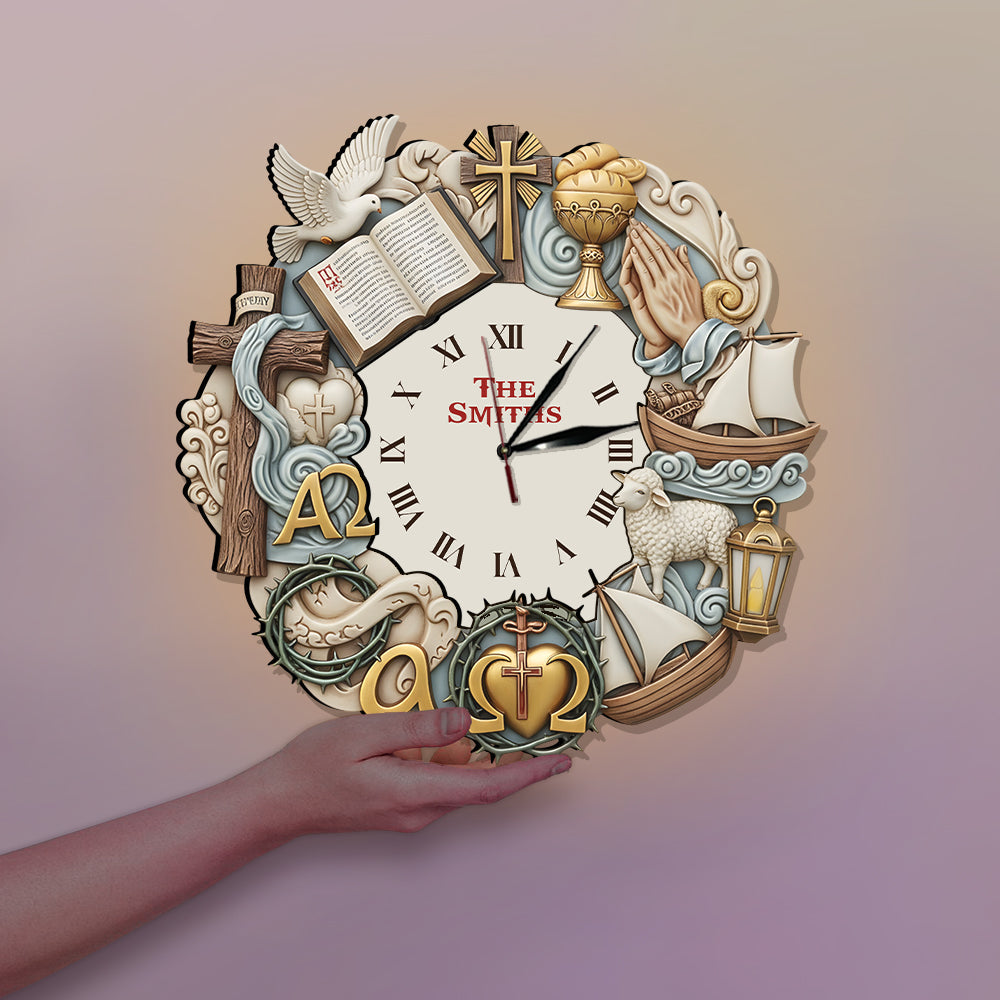 Timeless Faith - Personalized Christian LED Light Wall Clock