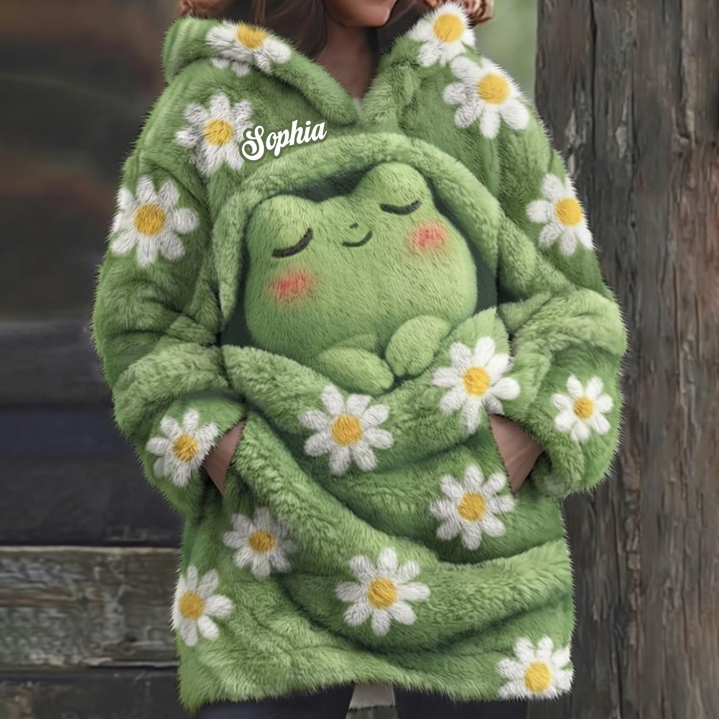 Sleeping Frog - Personalized Frog Blanket Hoodie