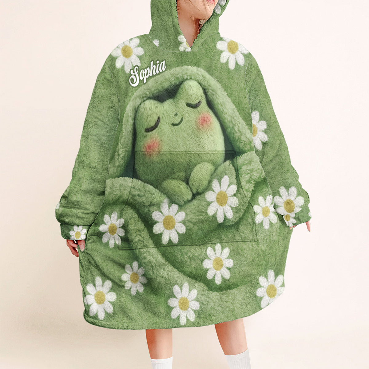 Sleeping Frog - Personalized Frog Blanket Hoodie