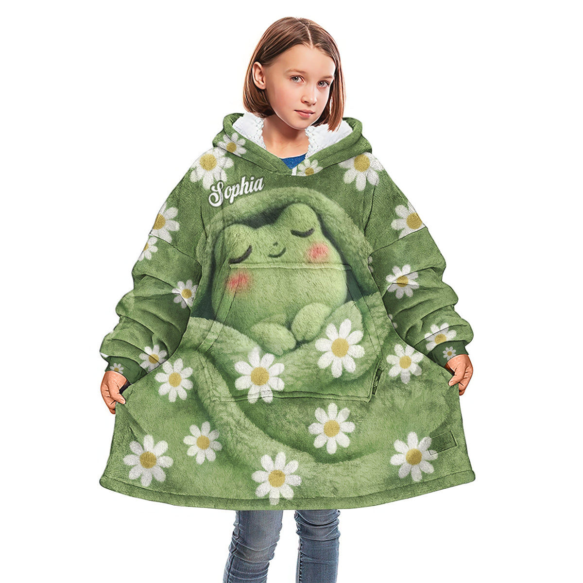 Sleeping Frog - Personalized Frog Blanket Hoodie