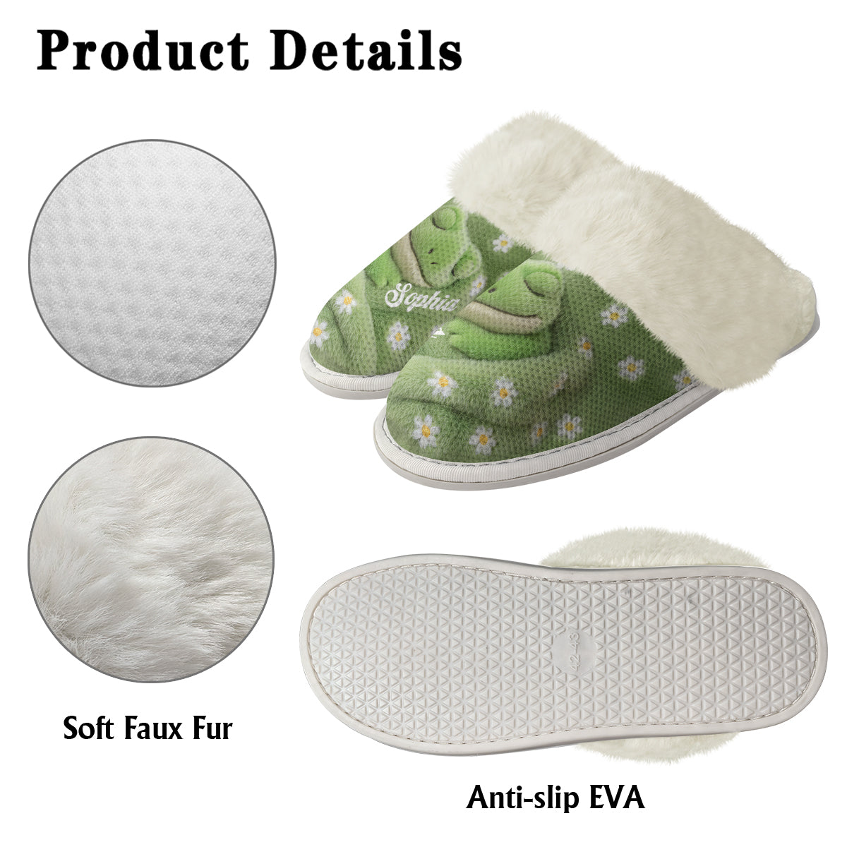 Love Frog - Personalized Frog Slippers With Fur Lining