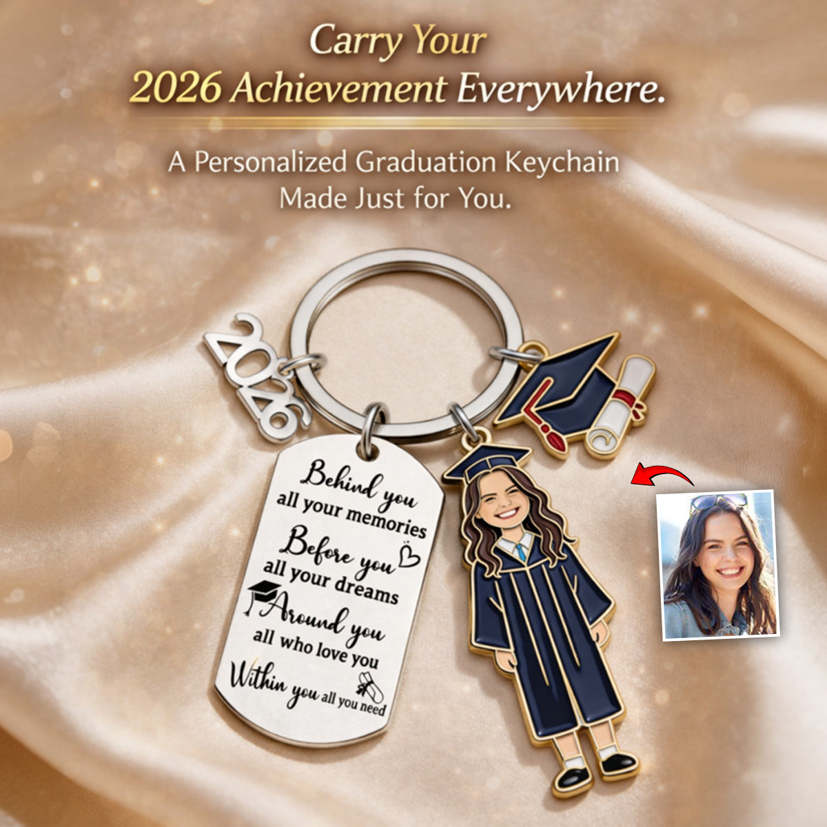 Graduation Gift - Personalized Graduation Keychain With Charms
