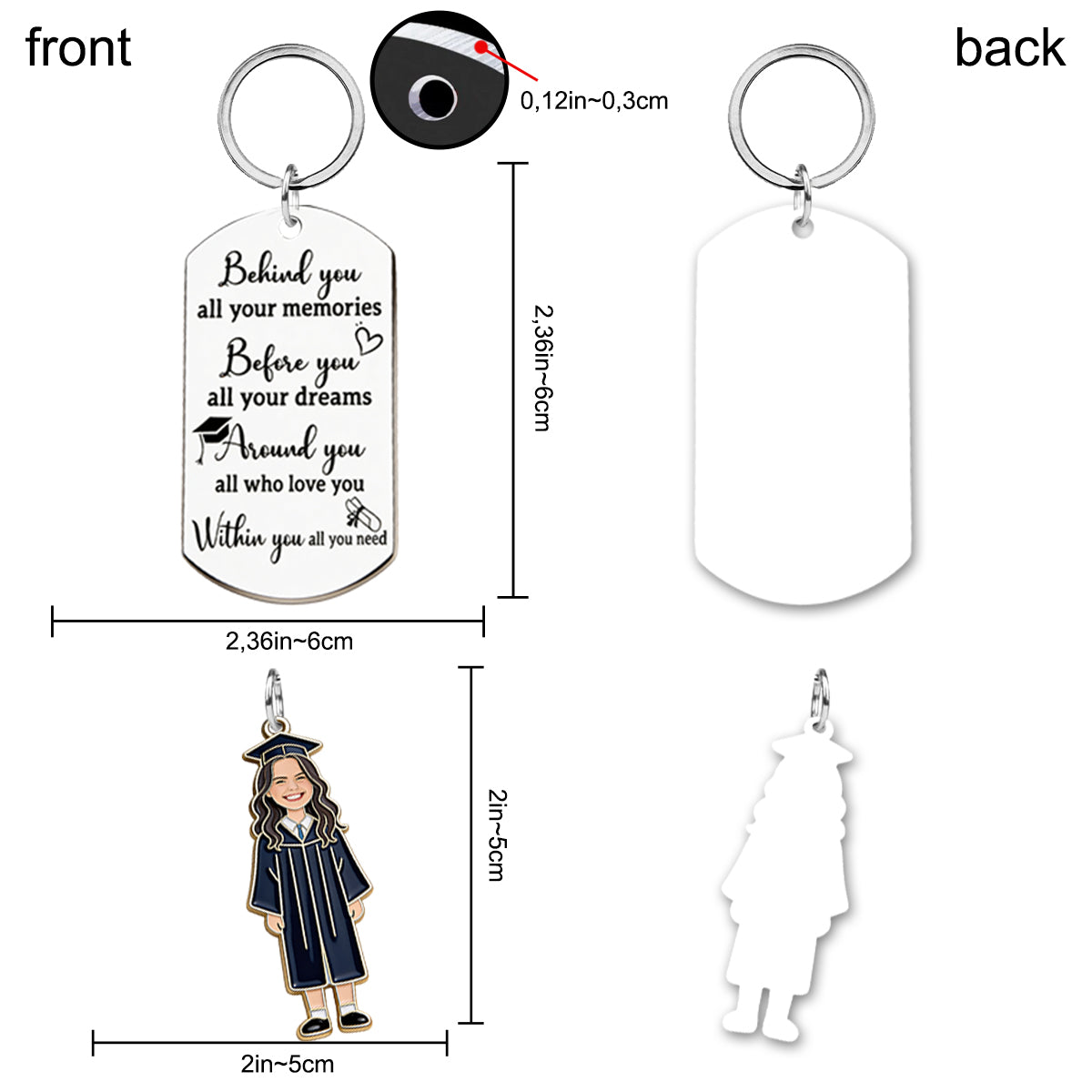 Graduation Gift - Personalized Graduation Keychain With Charms