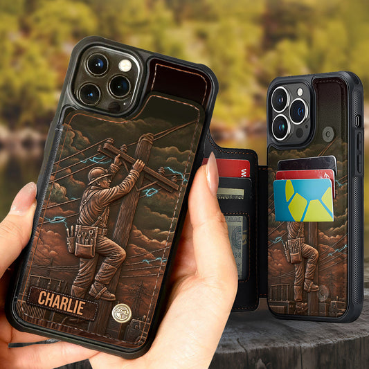 Strongest Lineman - Personalized Lineman Fully Printed Wallet Phone Case