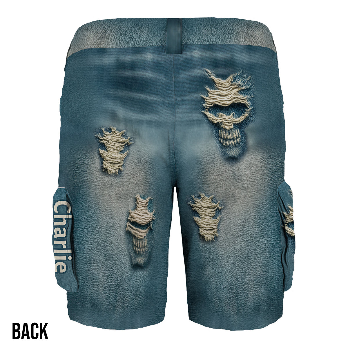 Distressed Skulls - Personalized Skull Cargo Shorts With Belt