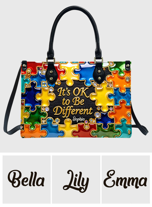It's Ok To Be Different - Personalized Autism Awareness Leather Handbag