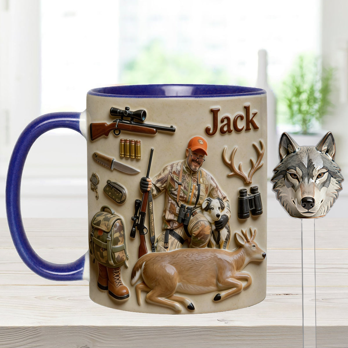 Custom From Any Photo - Personalized Hunting Set Accent Mug with Acrylic Stirrers
