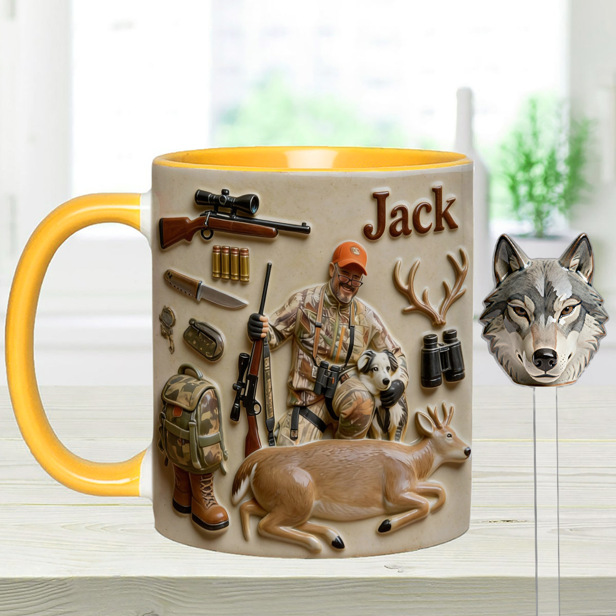 Custom From Any Photo - Personalized Hunting Set Accent Mug with Acrylic Stirrers