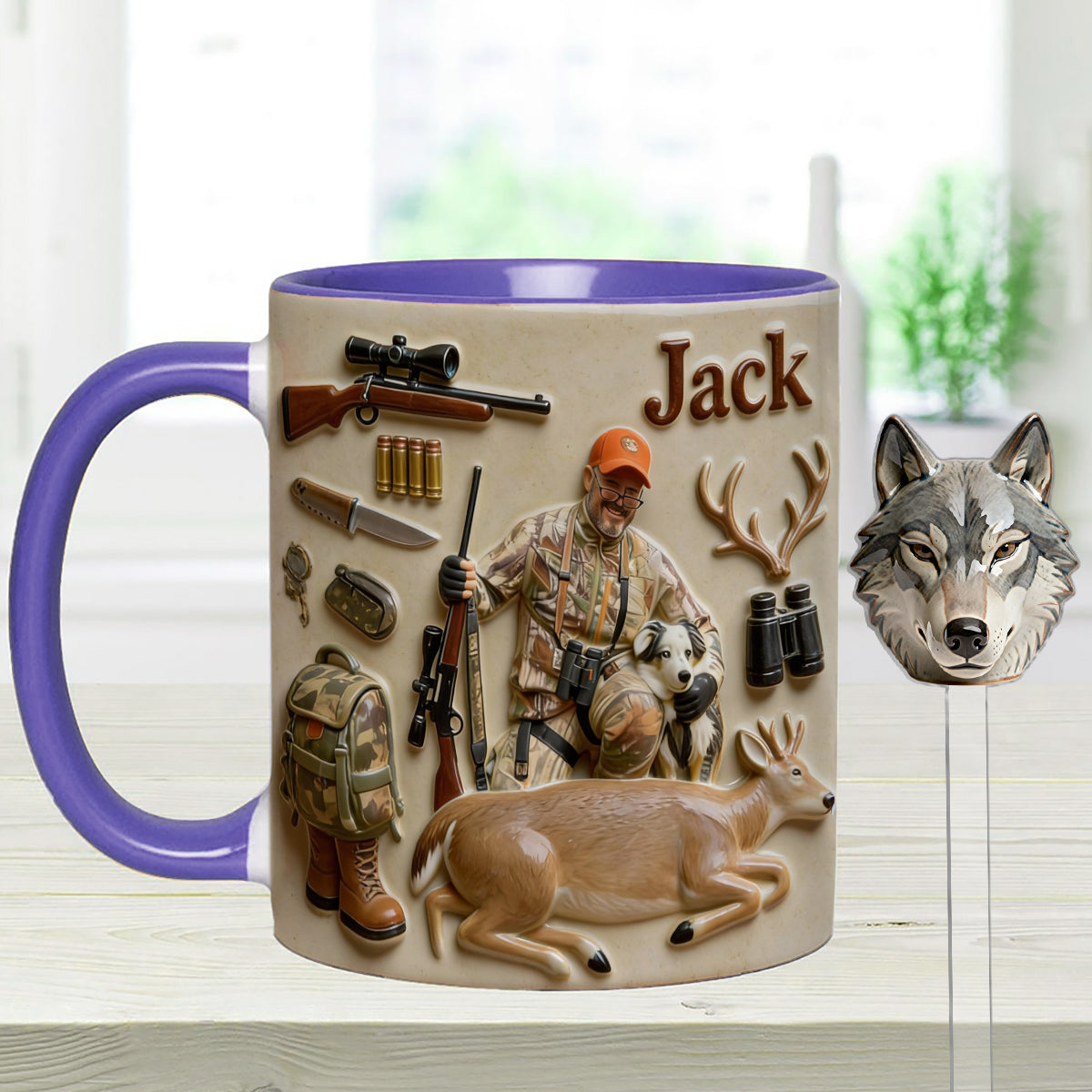 Custom From Any Photo - Personalized Hunting Set Accent Mug with Acrylic Stirrers
