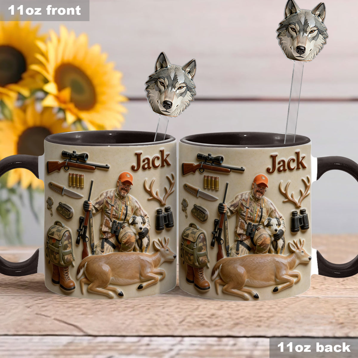 Custom From Any Photo - Personalized Hunting Set Accent Mug with Acrylic Stirrers