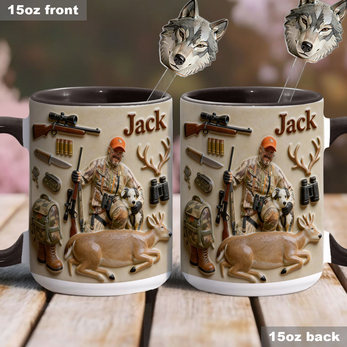 Custom From Any Photo - Personalized Hunting Set Accent Mug with Acrylic Stirrers