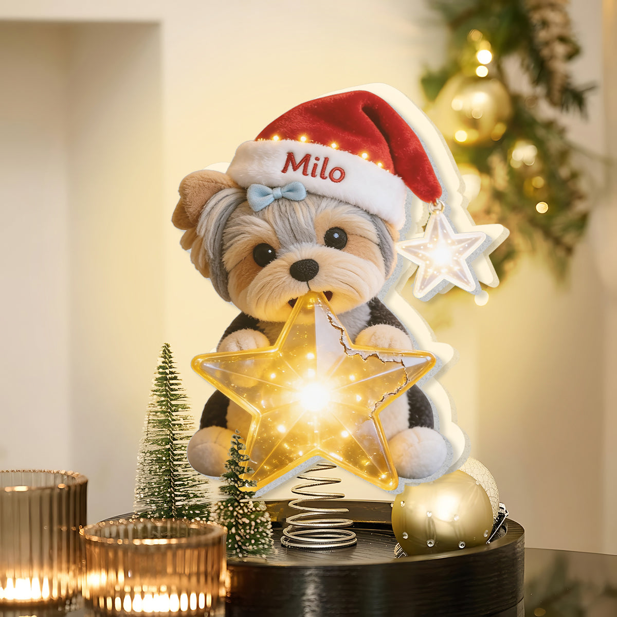 Dog Lover Christmas - Personalized Dog LED Light Tree Topper