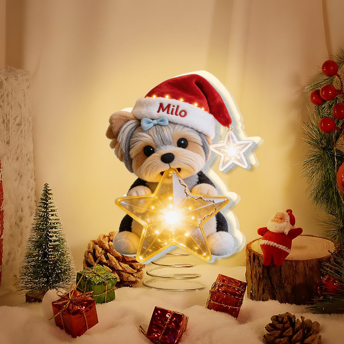 Dog Lover Christmas - Personalized Dog LED Light Tree Topper