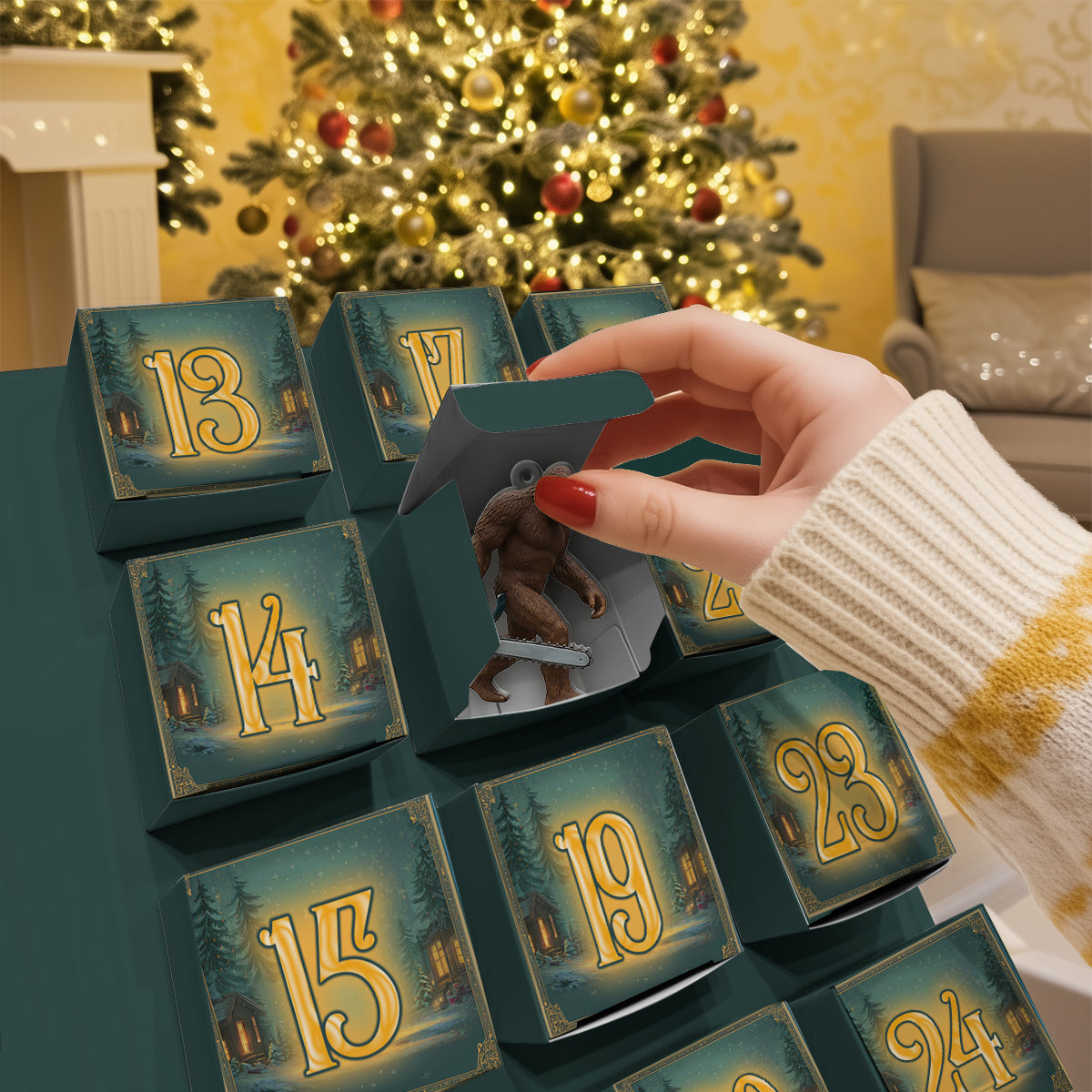 Adventure Awaits - Personalized Hiking Folded Advent Calendar With Ornaments