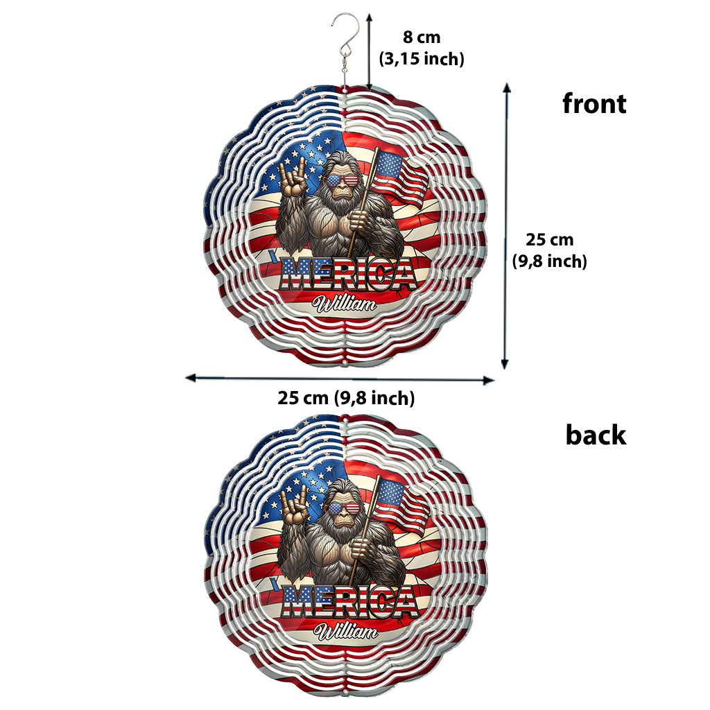 Merica 4th Of July - Personalized Bigfoot Wind Spinner