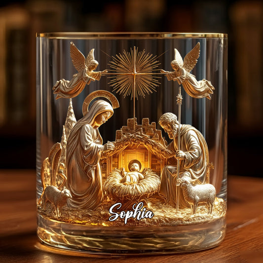 Nativity Moment - Personalized Christian Whiskey Glass